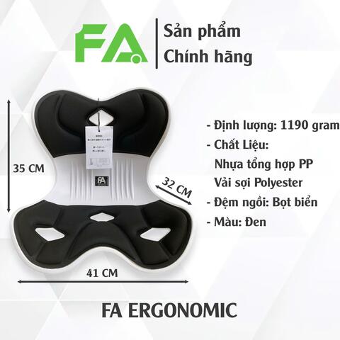 GHẾ CÔNG THÁI HỌC FA, Giải Pháp Chữa Đau Lưng, Chống Gù, Chỉnh Dáng Ngồi Đúng (Màu Đen)