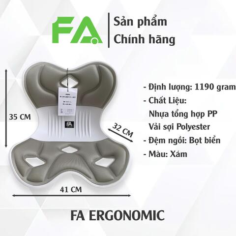 GHẾ CÔNG THÁI HỌC FA, Giải Pháp Chữa Đau Lưng, Chống Gù, Chỉnh Dáng Ngồi Đúng (Màu Xám)