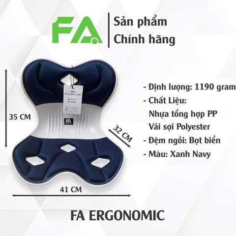 GHẾ CÔNG THÁI HỌC FA, Giải Pháp Chữa Đau Lưng, Chống Gù, Chỉnh Dáng Ngồi Đúng (Xanh Navy)