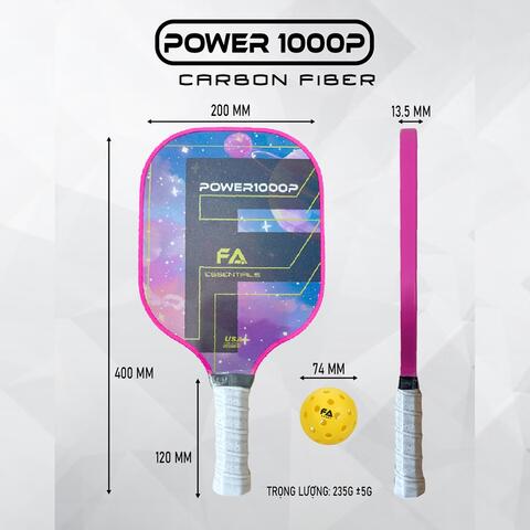 POWER1000P Combo vợt PICKLEBALL Full Phụ Kiện
