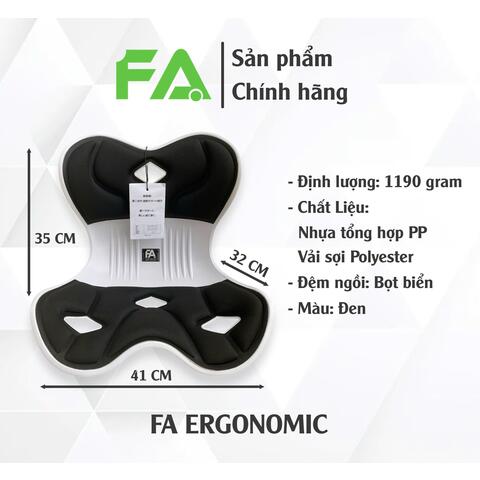 GHẾ CÔNG THÁI HỌC FA, Giải Pháp Chữa Đau Lưng, Chống Gù, Chỉnh Dáng Ngồi Đúng (Màu Đen)