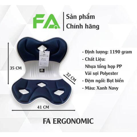 GHẾ CÔNG THÁI HỌC FA, Giải Pháp Chữa Đau Lưng, Chống Gù, Chỉnh Dáng Ngồi Đúng (Xanh Navy)