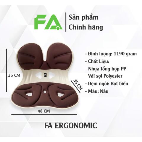 GHẾ CÔNG THÁI HỌC FA, Giải Pháp Chữa Đau Lưng, Chống Gù, Chỉnh Dáng Ngồi Đúng (Màu Nâu)
