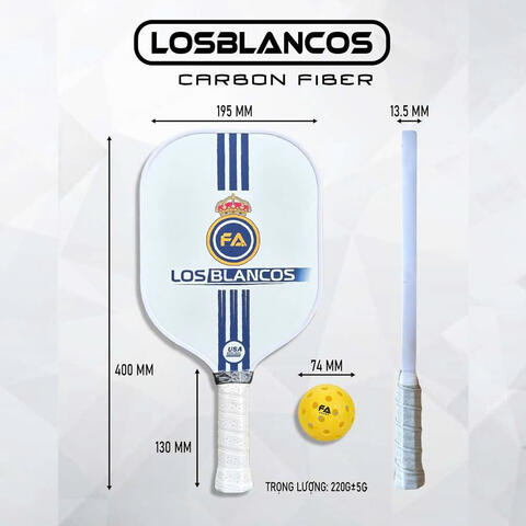 Carbon T300 Real Bề Mặt Nhám Combo vợt PICKLEBALL Full Phụ Kiện